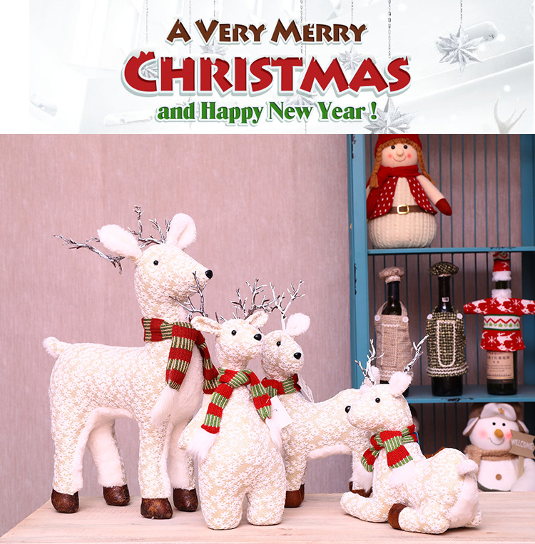 Festliche Weihnachtsdekoration mit Weihnachtsmann und Rentier-Plüschfigur, handgefertigtes Stofftier (Elch), weihnachtliches Geschenk für Kinder und Erwachsene_voghion.com