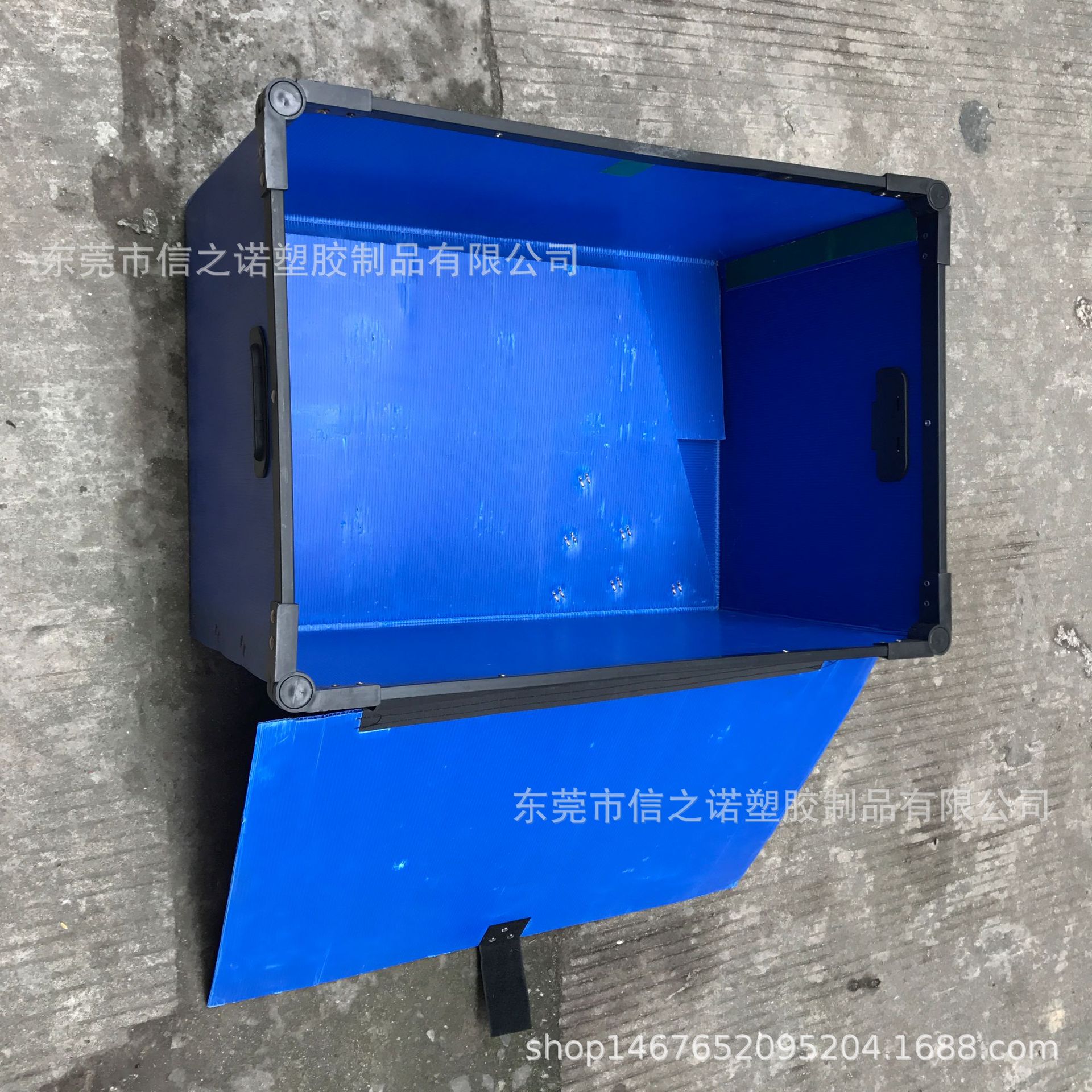 宁波 苏州pp中空板折叠周转箱 上海 重庆深蓝色pp中空板周转箱