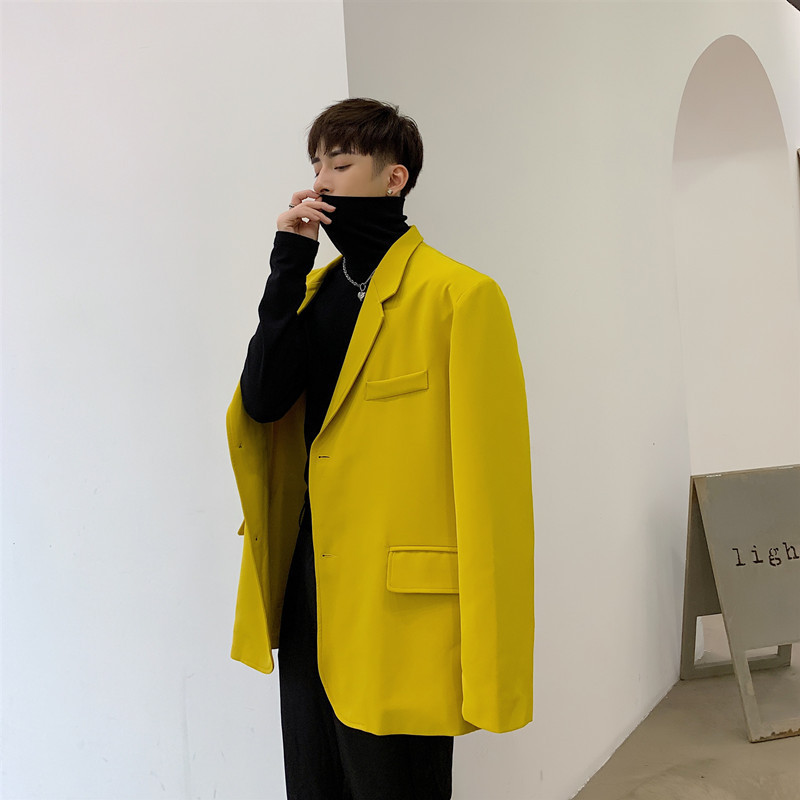 Internet Celebrity Suit Bright Yellow Good-looking Fashionable Korean Elegant Suit Couple's Fashionable Loose Small Jacket Internet Celebrity Suit Bright Yellow Good-looking Fashionable Korean Elegant Suit Couple's Fashionable Loose Small Jacket