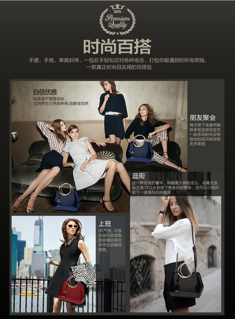 Large Pu Leather Fashion Dome Bag Handbag display picture 23