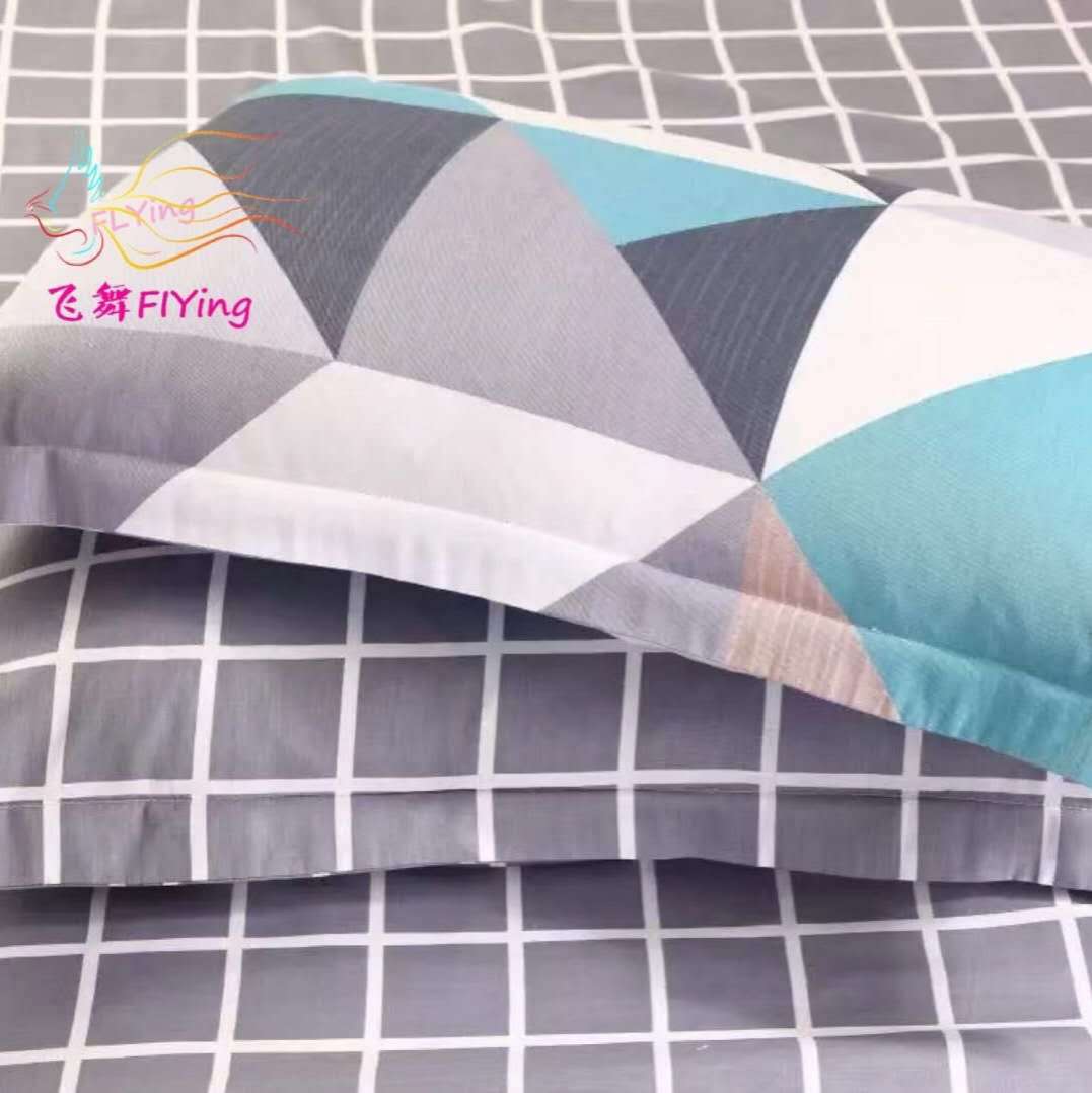 厂家直销学生全棉三件套印花格子布料斜纹纯棉被套床单批发代加工