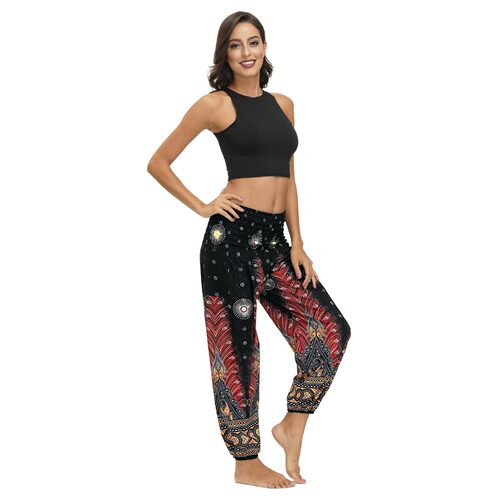 Women yoga pants Bohemian digital print sports wide leg pants outdoor fitness yoga pants