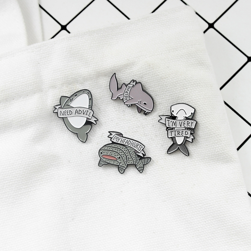 Cartoon Style Shark Alloy Enamel Unisex Brooches display picture 6