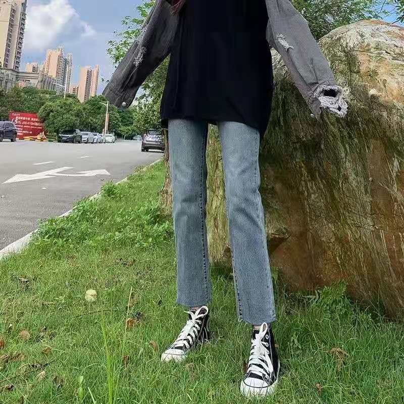 Yun Shiba Maternity Jeans Nine-Point Straight Elastic Outer Pants Fashionable Pregnancy Maternity Pants 8212