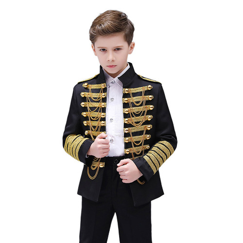 Boys European style tassel military dress stage performance clothes palace wear prince children's day Christmas performance top