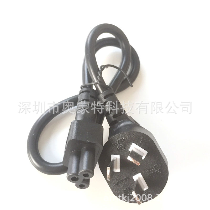 国标90度梅花尾电源线米老鼠国标弯头电源线直线线型梅花尾电源线