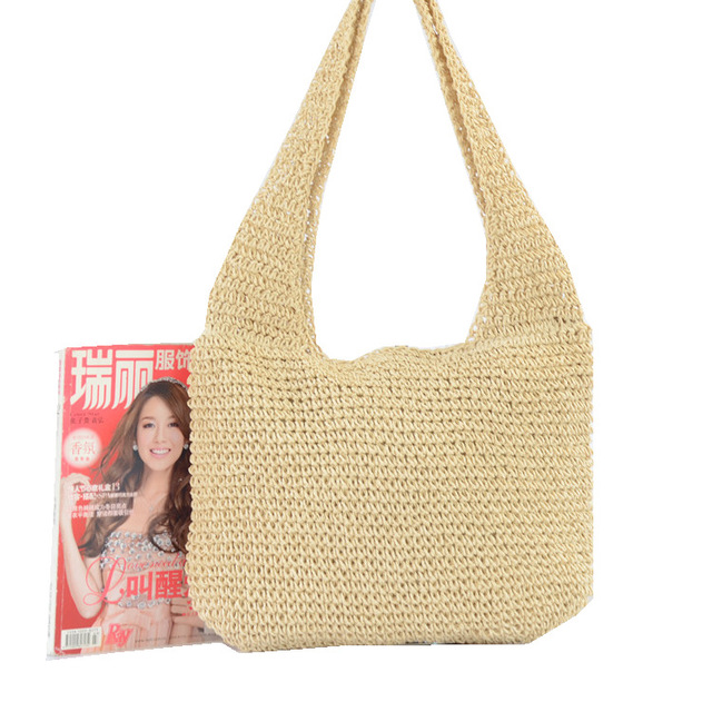 Pure Straw Bag Beach Bag Sweet Lady Japanese and Korean Style