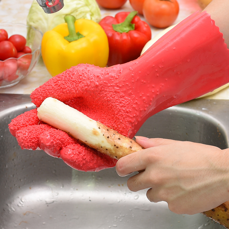 Japanese imports POCKET kitchen Vegetables Peeling glove Potato skins Scales non-slip glove Housework clean