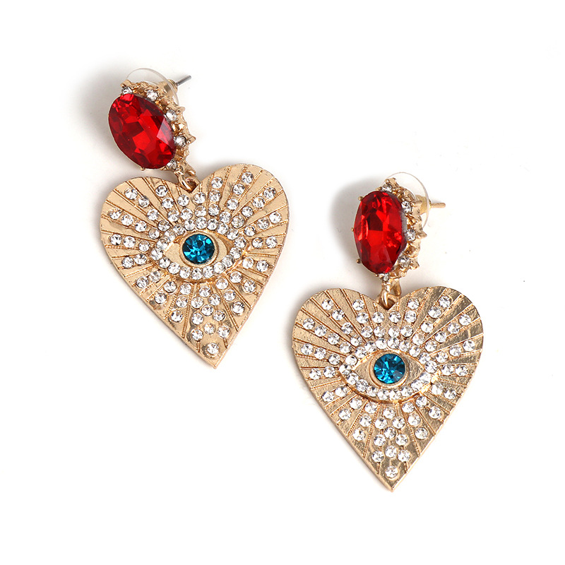 Fashion Heart Diamond Alloy Acrylic Earrings Ear Studs display picture 2