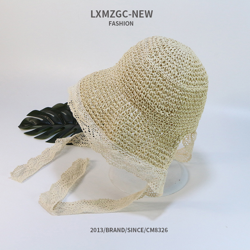 Children's Lace Strap Straw Hat display picture 7
