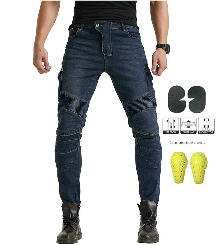 En stock suministro nueva motocicleta pantalones vaqueros de carreras con equipo de protección resistente a la caída montar pantalones de motocicleta montar a caballo