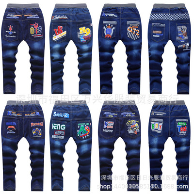 童装牛仔裤 弹力水洗棉绣花儿童牛仔长裤外贸工厂尾货清仓地摊热|ru