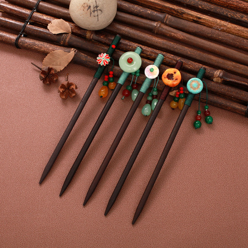 chinese hanfu hair accessory for girls Classical Chinese hand made hairpin wooden hairpin hairpin ancient Chinese Hanfu costume headdress ancient plate hair ball hair ornament female