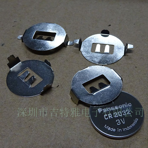 CR2032电池片线路板五金电池扣纽扣电池固定架环保弹片