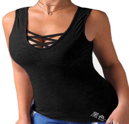 Cross-border Wish European and American-style New Arrival Cross-Strap Chest-Exposing Sleeveless Tight Sexy Base Top Women's Strapless T-Shirt