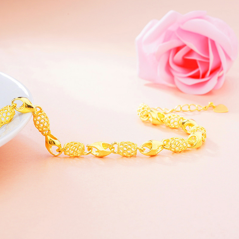 Venta al por mayor de Vietnam oro hueco exquisito pulsera Chapado en cobre 24K oro joyería de la mano de las mujeres transfronterizas accesorios calientes