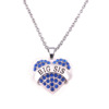 Crystal pendant heart shaped with letters, metal accessory, necklace heart-shaped