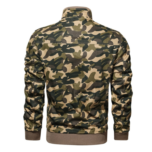 Spring and autumn thin men’s baseball collar camouflage cotton wash coat large casual jacket