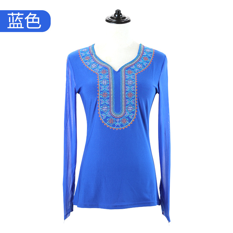 Uigur danza ropa Top Xinjiang Uygur arte examen práctica ropa de manga larga femenina bordado adulto Universidad image 8
