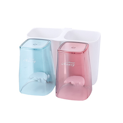 Wall-mounted Drain Storage Rack Candy-colored Water Cup Toothbrush Holder With Toothpaste Squeezer Wash Set
