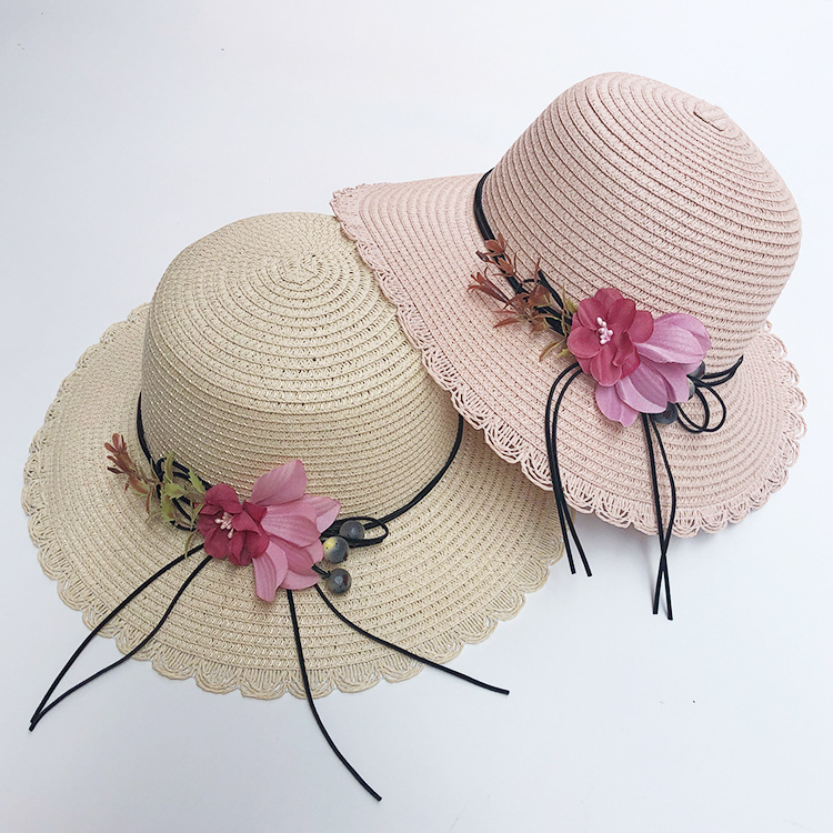 Korean Flower Sunshade Sunscreen Foldable Straw Hat display picture 1