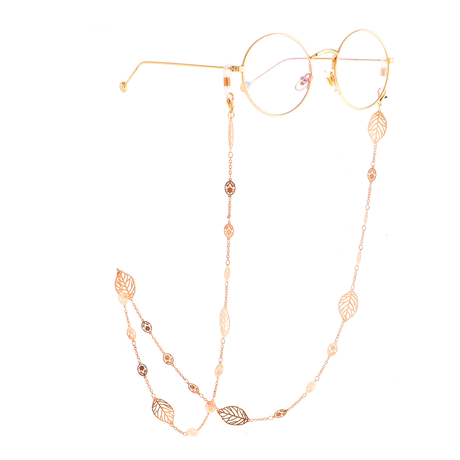 Non-slip Popular Metal Hollow Leaves Glasses Chain display picture 1