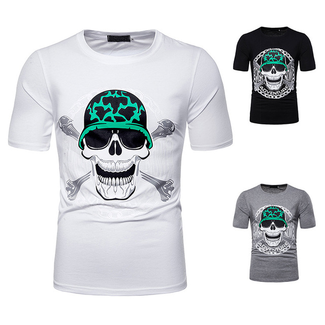 Men’s short sleeve T-shirt Chest Fashion Skull Printing Design 