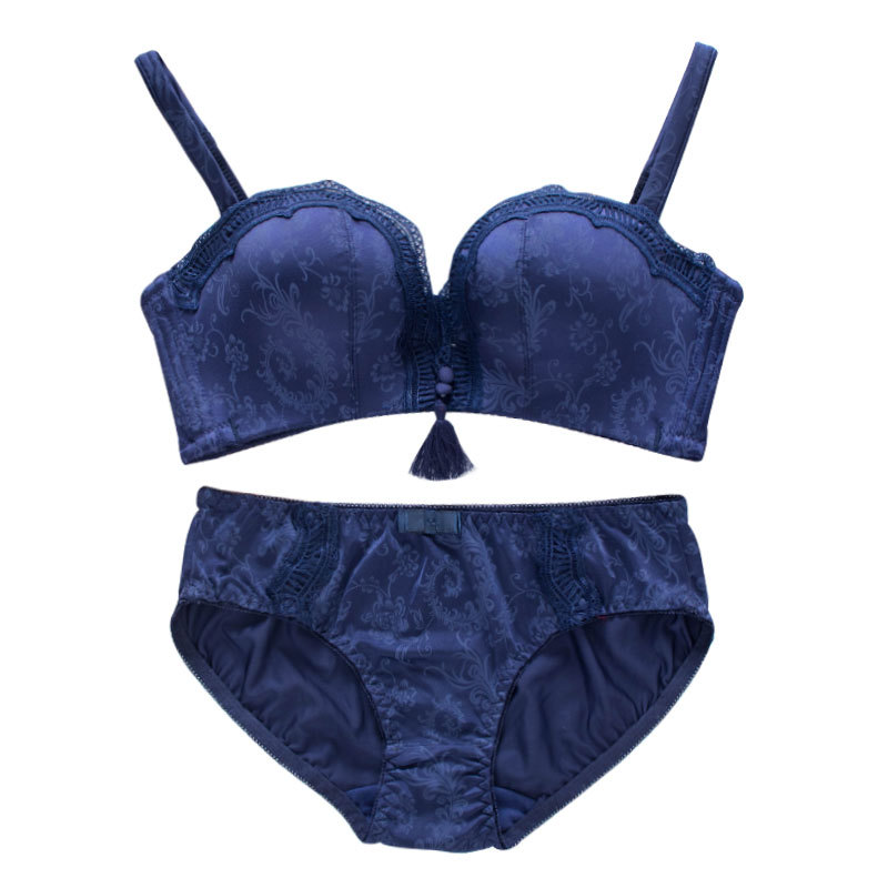 New products lady Wireless Bra Sets Embroidery comfortable Gather Underwear Breasted On the care Adjustable Cup wholesale