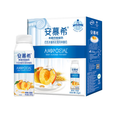 伊利安慕希希腊风味酸奶草莓黄桃燕麦200g*10瓶整箱酸牛奶包邮|ru