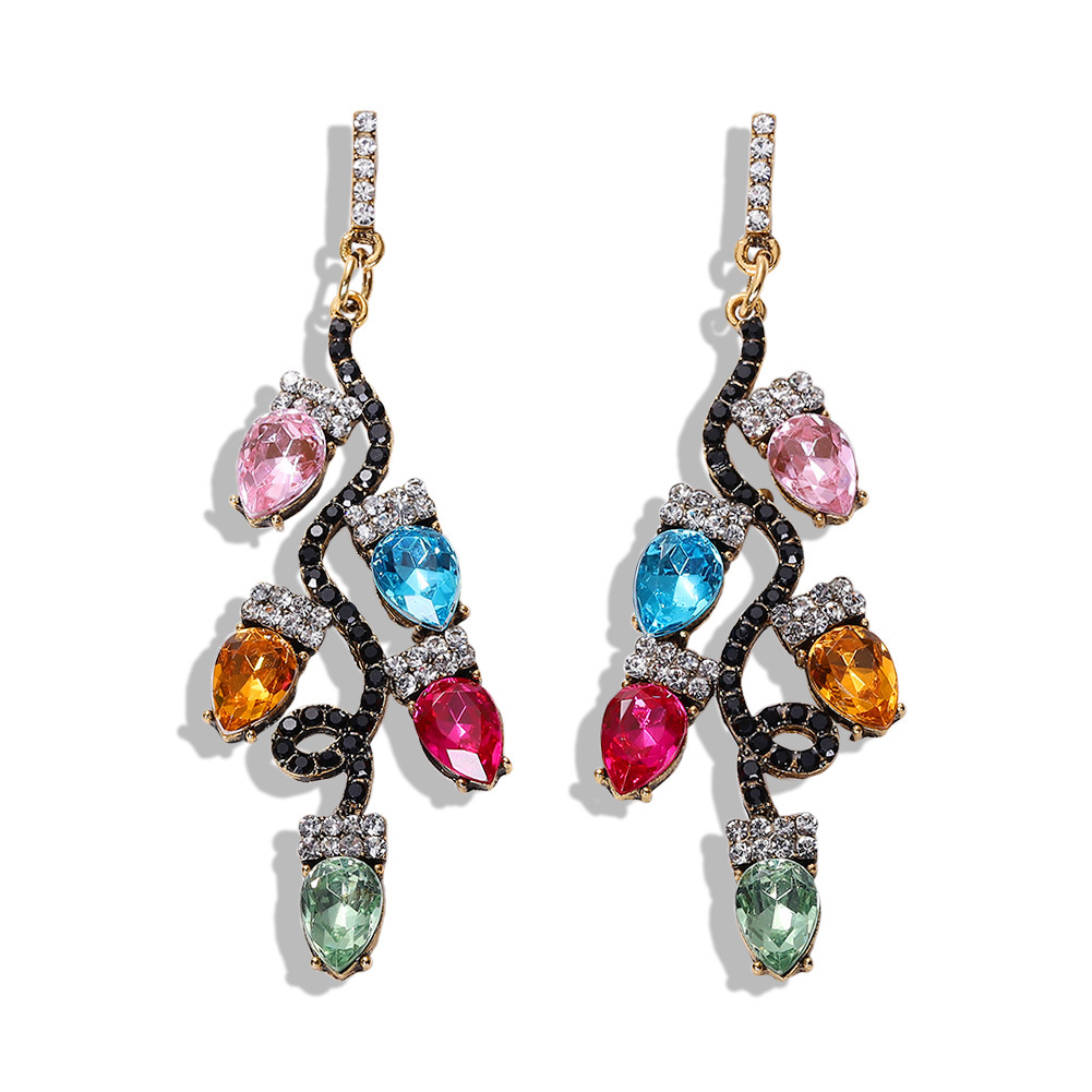 Baub Die Gleiche Legierung Diamant Ohrringe Kreative Bunte Kleid Accessoires Bonbon Farbene Strass Ohrringe display picture 3