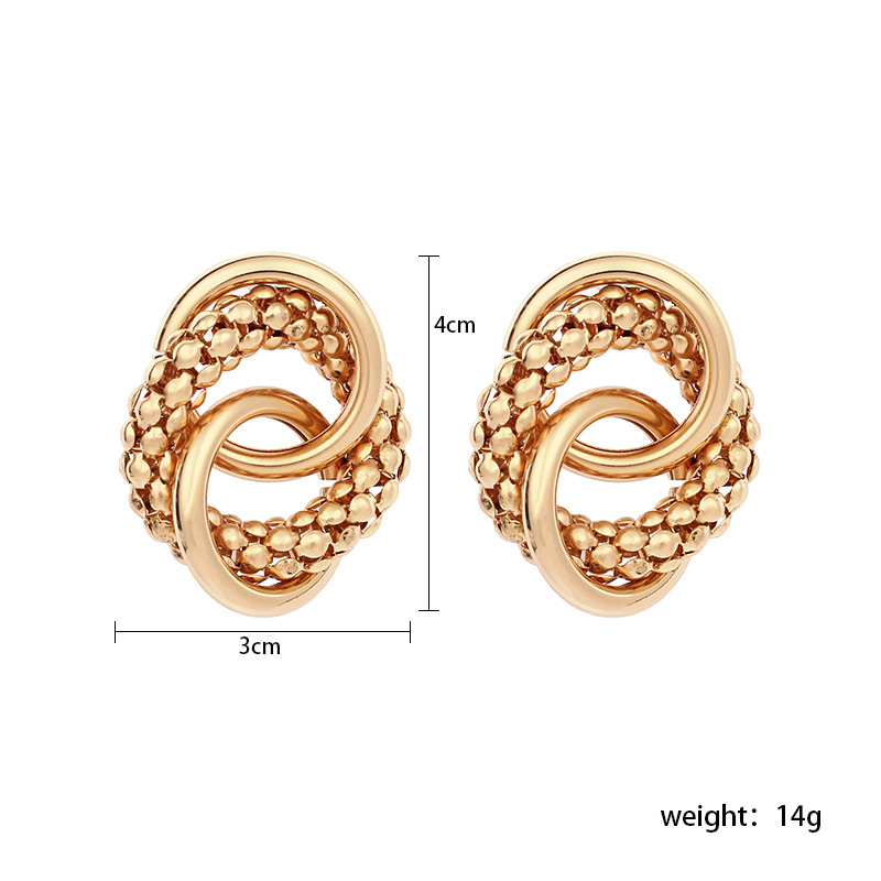 14g Weight Earrings Classification Wedding, Travel Occasion Women'S Gender Fashion Style Gold, Silver Color Fashion Round Metal Earrings Wholesale 无