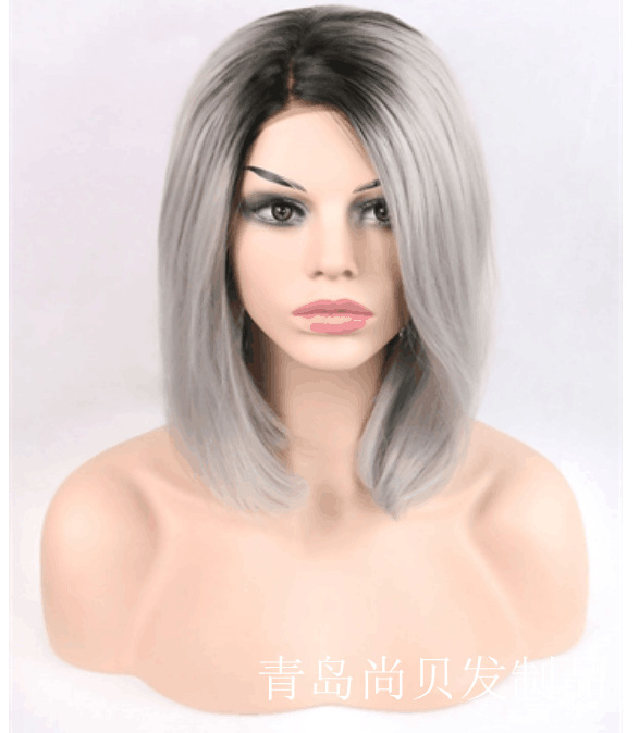 Fashion ladies short wave head front lace wig headgear female bob short hair wig wholesale support generation hair