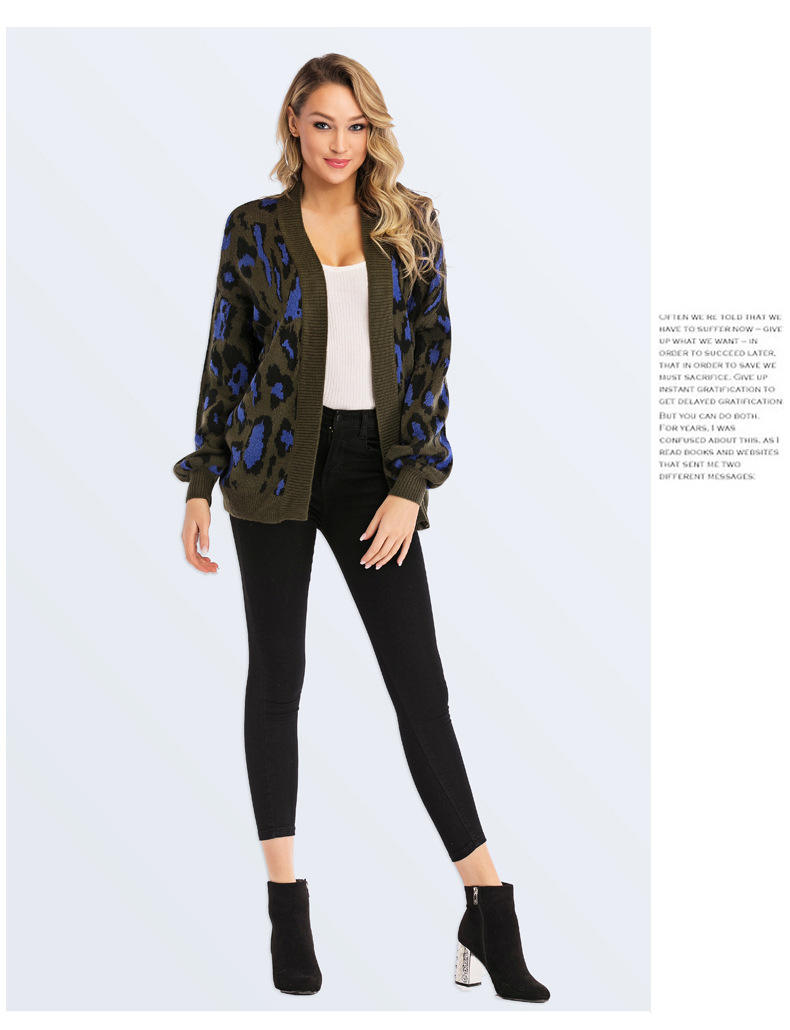 Sexy Leopard Print Women s Knit Cardigan NSYH9735