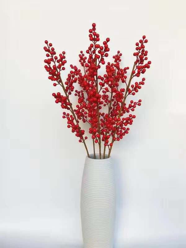 Simulated red fruit single branch, high-fidelity hawthorn branch, foam chili, busy mango, berry, loquat tree branch, simulated pomegranate detail image 15