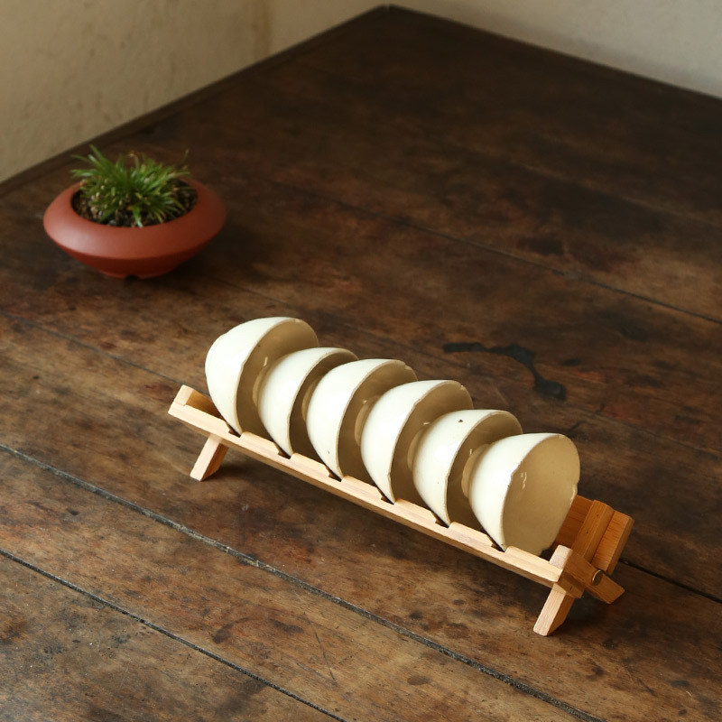 Bamboo Cup Cup holder Dry by airing Kungfu Online tea set Tea ceremony teacup Shelf teacup Display rack tea tray parts Storage rack