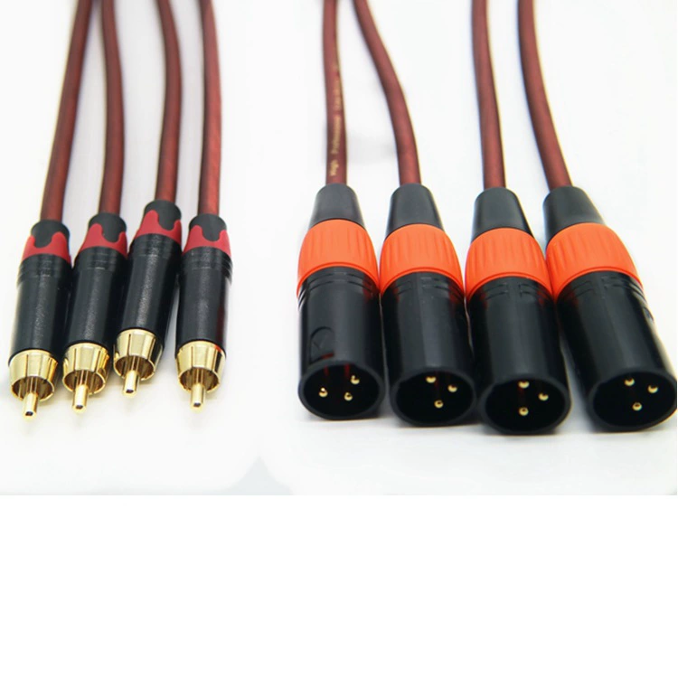 Позолоченный RCA кабель, трижильный аудиокабель AV, микрофонный/динамический аудиопровод