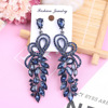 High-end crystal, earrings with butterfly, wedding dress, accessories