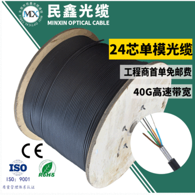 厂家直销24芯光缆铠装GYTS光缆线 联通层绞式24芯单模光纤线