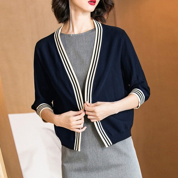 Autumn new knitted sweater stitching jacket with knitted cardigan 