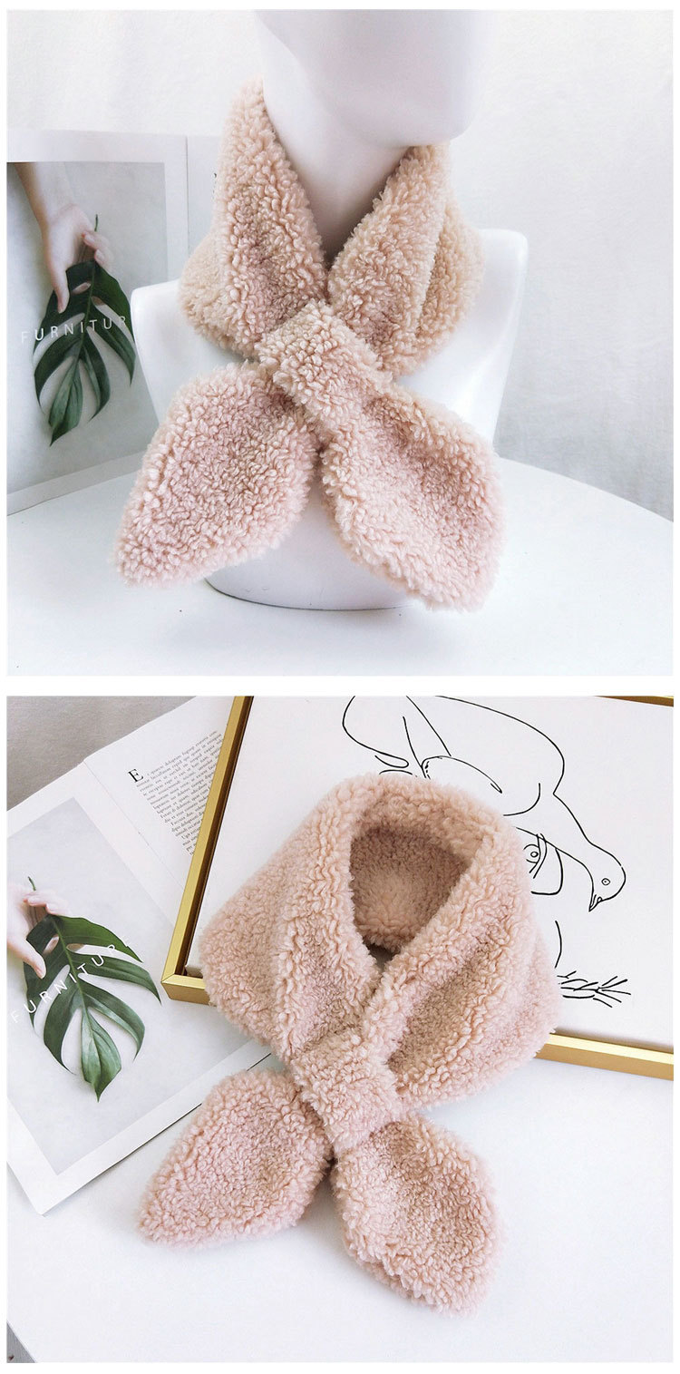 Pointed Cross Solid Color Scarf Female Winter Thick Couple Curl Plush Scarf Student Warm Scarf display picture 7