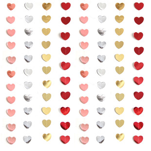 2M Love Paper Flower Valentine's Day Heart-shaped Hanging Decoration Paper Flower Hanging Decoration Wedding Birthday Party Background Decoration