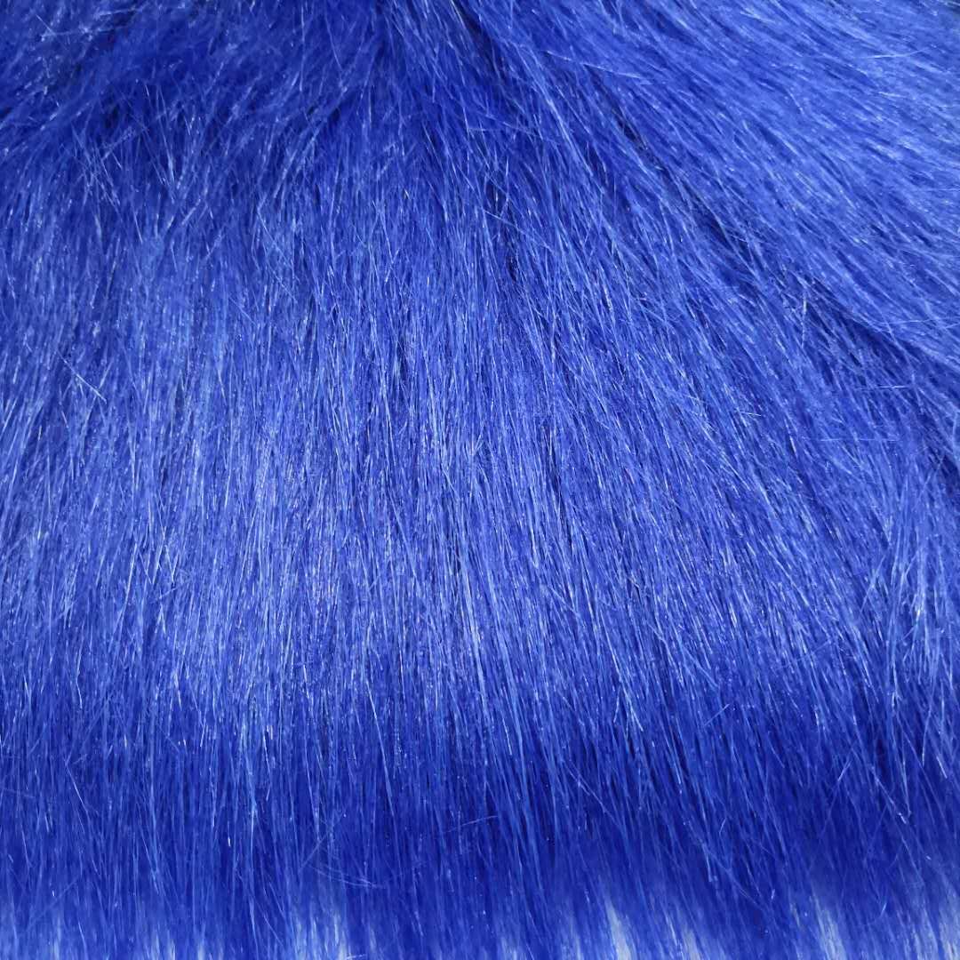 工厂批发假发 涤纶人造毛皮 12CM长毛绒 蓝色布偶玩具舞台用料