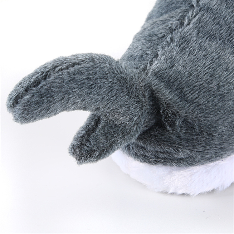 Pantofole di peluche con testa di squalo, suola spessa, 3D, per interni, calde, casa, cartone animato, scarpe di cotone_voghion.com