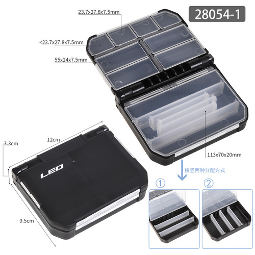 28054 LEO/LEO [Black Semi-automatic Opening and Closing Accessories Box] Fish Hook Biting Tool Pin Box Fishing Gear