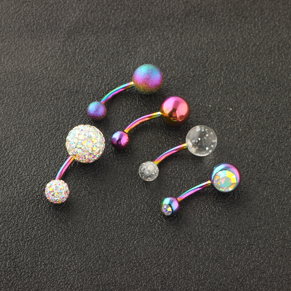 Stainless Steel Navel Ring Set 5 Piece Body Piercing Jewelry for Belly Button detail image 7