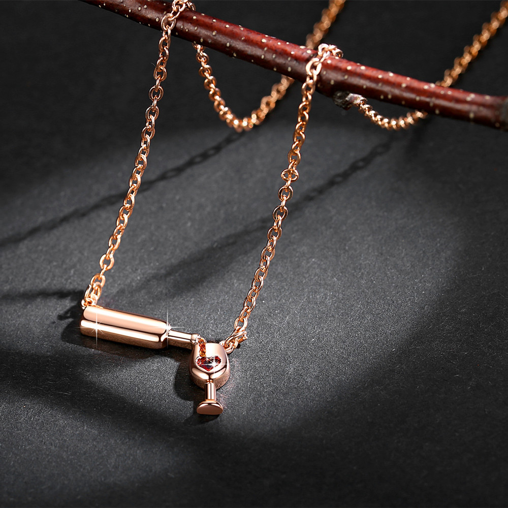 Daily, Shopping Occasion Elegant Classic Style Heart Shape Wine Bottle Copper Plating Inlay Zircon Pendant Necklace