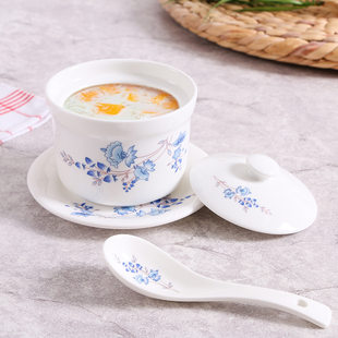 Ceramic water stew pot with lid to commercial use sweet soup bowl soup cup Steake pot can be microwave steamed egg bowl