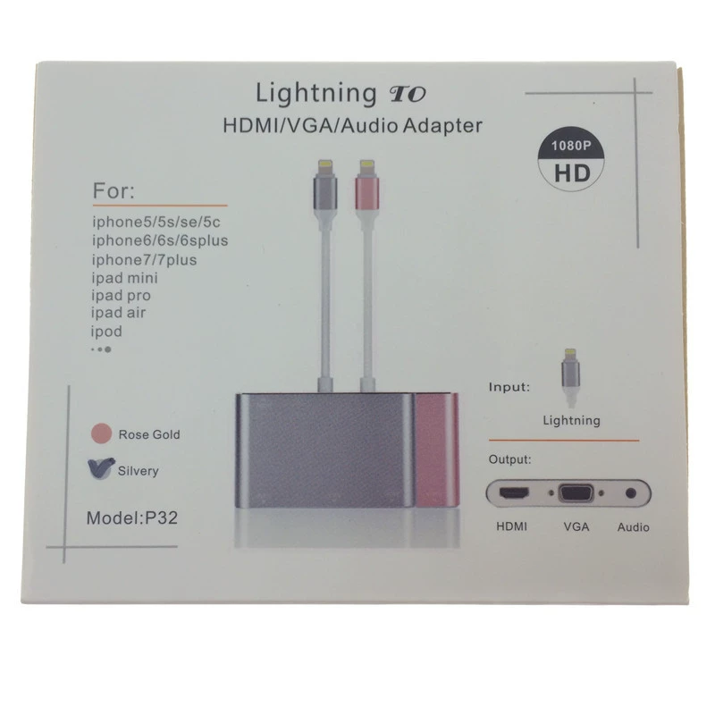 Соединение телефона I8 к HDMI для ТВ i5/6s/7plus/11 ротатор VGA видео кабель 3.5 аудио iPad/iPod
