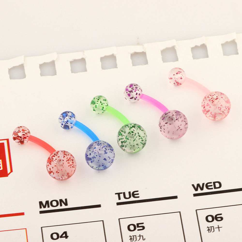 Acrylic Sequined Navel Ring Belly Button Ring Ear Studs Soft Rod Wholesale Body Piercing Jewelry detail image 8