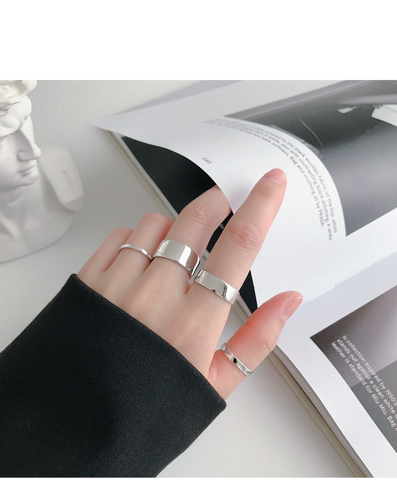 Korean S925 Sterling Silver Ring Glossy Open Ring Female Joint Ring Tail Ring